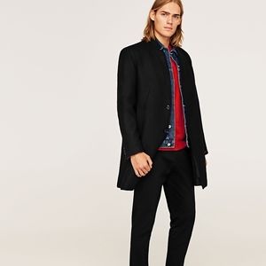 Zara Black Wool Coat with Lapels
